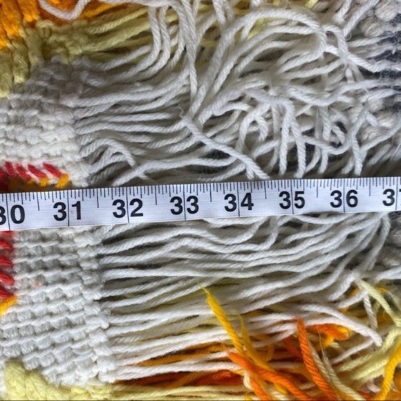 Vintage Hand Knit Hand Crafted soft Warm Fringe Crochet Blanket Throw - Picture 7 of 8